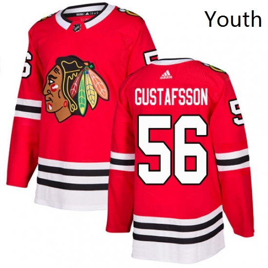 Youth Adidas Chicago Blackhawks 56 Erik Gustafsson Authentic Red Home NHL Jersey